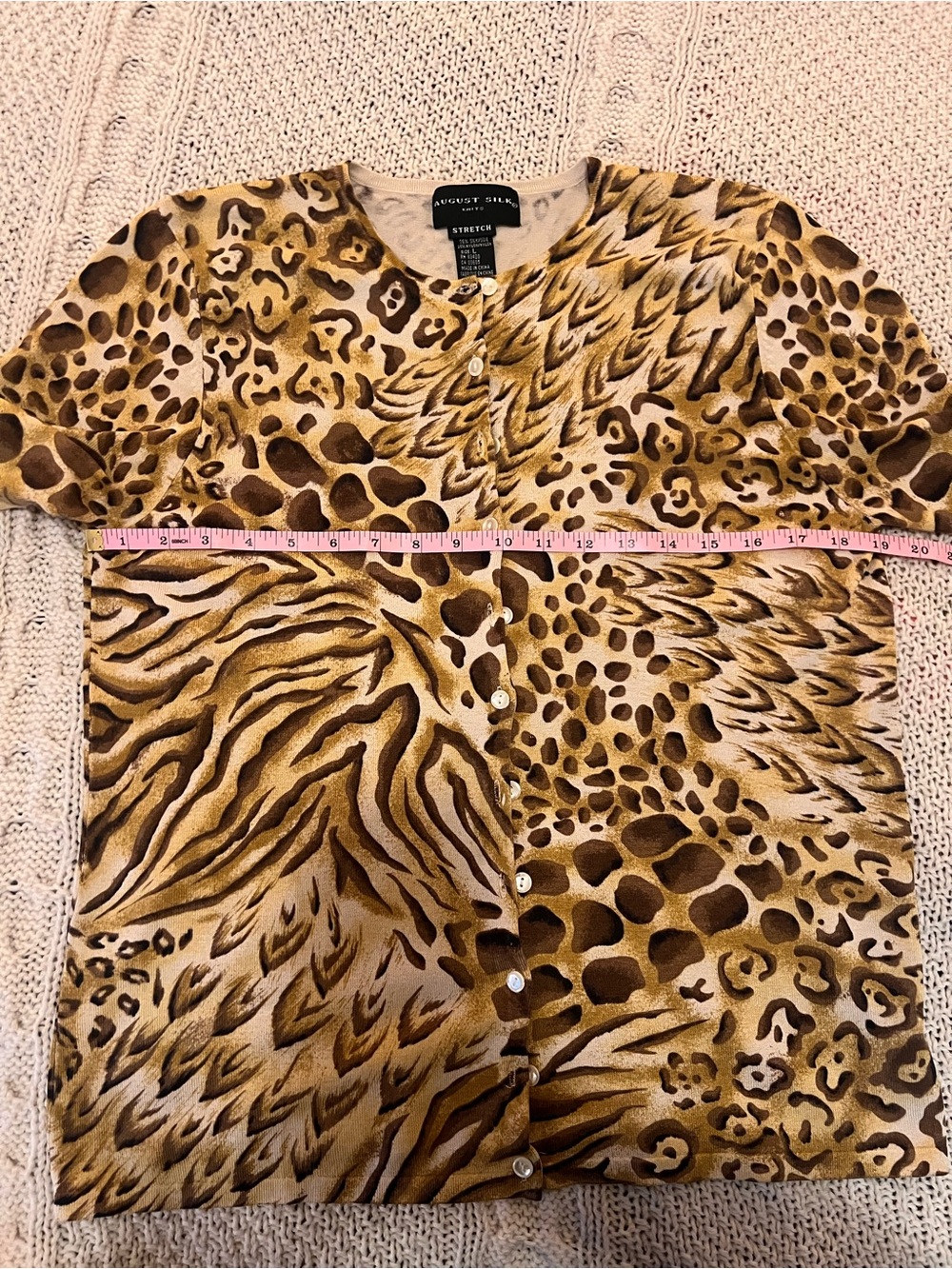 August Silk Knits Animal Print Cardigan & Tank | cardigan L tank M | Early 2000s - Picture 3 of 12